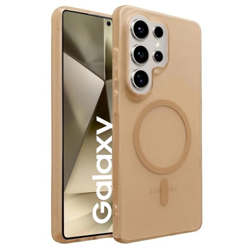 Image of DIZORO Matte Case for Samsung Galaxy S24 Ultra Compatible with MagSafe, Camera Lens Full Protection, Shockproof Translucent Frosted TPU Soft Phone Cover, Anti-Fingerprint (Desert)