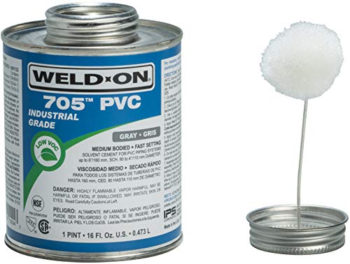 Weld-On 10094 705 Industrial Grade Pvc Medium-Bodied High Strength Solvent Cement - Fast-Setting And Low-Voc, Gray, 1 Pint (16 Fl Oz) #TOP2