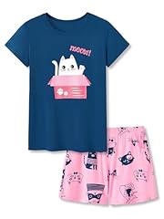 Navy & Pink Cat (Short Set)
