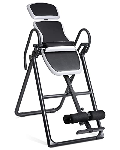 Inversion Table Foldable Inversion Equipment with Adjustable Headrest and Lumbar Support for Back Pain Relief