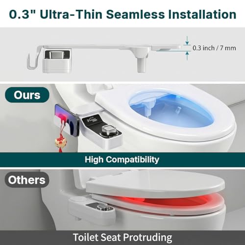 Image of HASTHIP Bidet Attachment for Toilet Ultra Adjustable Water Pressure Non Electric Cold Water Sprayer for Front and Rear Wash Bathroom Use