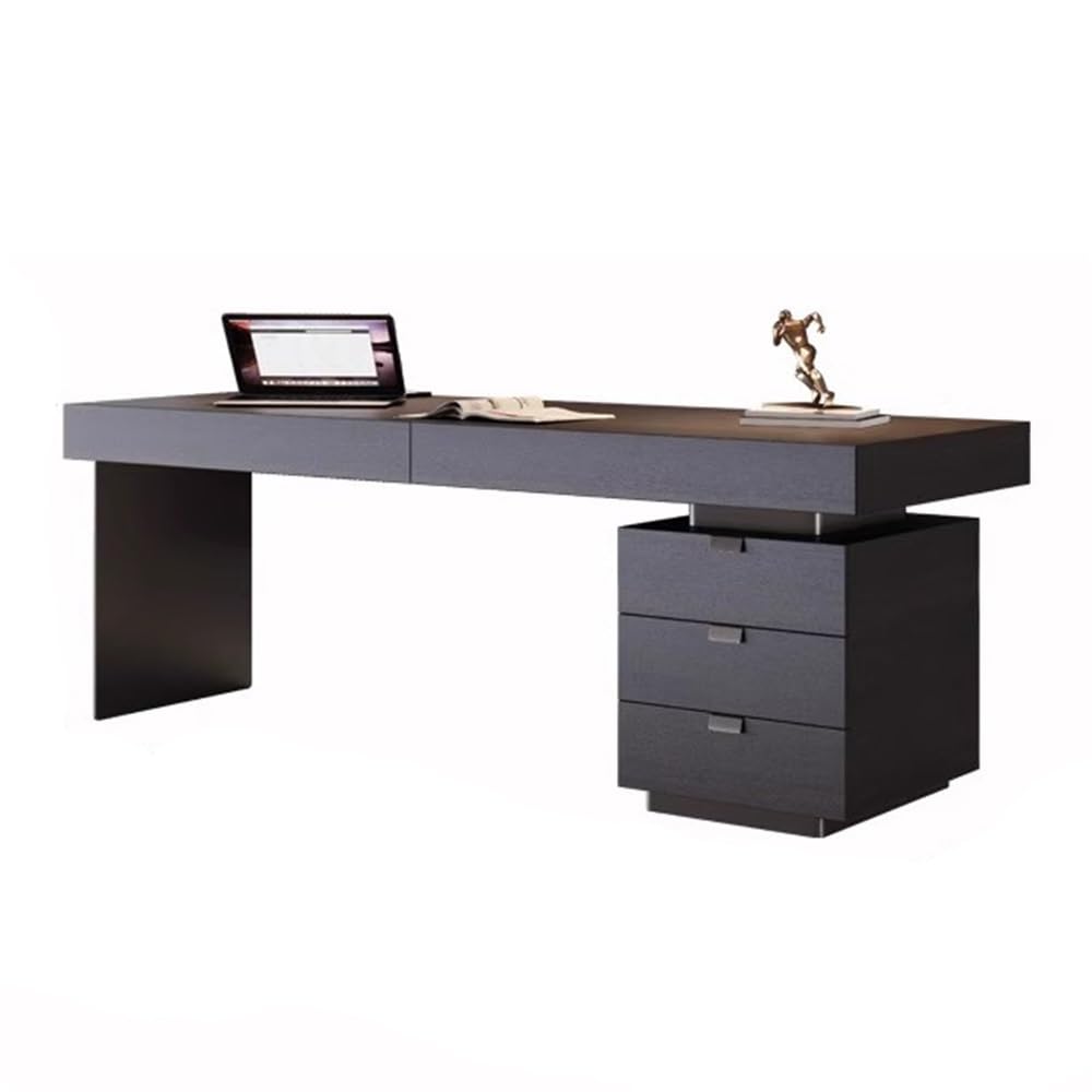 Table Bureau de Direction Moderne avec Rangement, Bois fumé(M)
