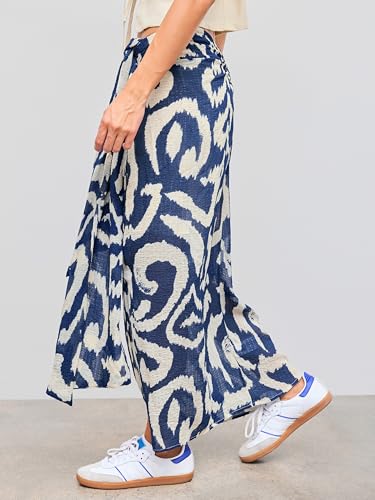 CIDER Maxi Skirt Abstract Knotted Split Mid Waist Long Skirts for Women Trendy Print Casual Skirt4