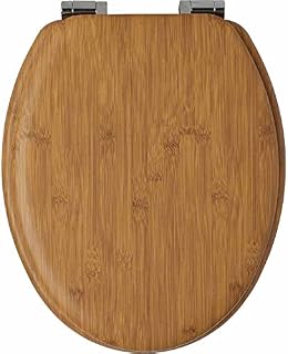 wilko Bamboo Print Toilet Seat, Made from Moulded Wood, Fits Most Standard UK Toilets, Fittings Included, 44.5 x 36.7cm