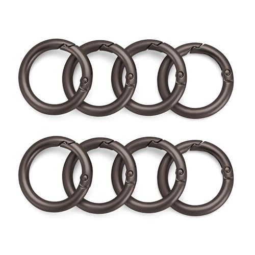 Image of Gkeygo Key Ring Clip, 1 Inch Keychain Rings, 8 Pack Round Carabiner Clip for Keys, Buckle, Bags, Purses - Key Chain Hooks Replacement Keychains Lanyard DIY Crafts, Dark Grey