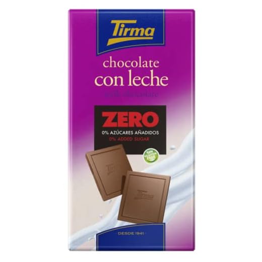 Tirma Zéro Sans Sucre Ajouté Barre de Chocolat au Lait 125g | Convient aux Diabétiques | Chocolat Sans Gluten | Collation Sans Sucres Ajoutés | Végétarien | Ingrédients Naturels