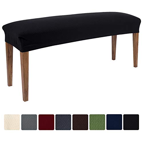 smiry Jacquard Dining Room Bench Covers, Stretch Spandex upholstered Bench Slipcover, Removable Washable