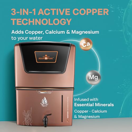Image of AQUA D PURE Copper RO+UV+UF Water Purifier with Mineral Retention Technology, 12L Storage Tank, Suitable for Borewell, Tanker and Municipal Water