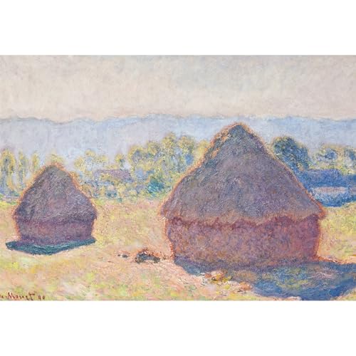 MISITU Mini Jigsaw Puzzle 1000 Pieces for Adults Painting "Grainstacks in Bright Sunlight" by Monet