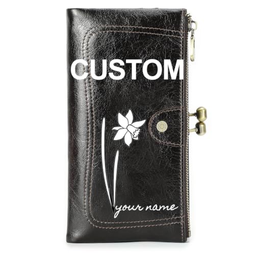 Image of CONTACTS Kiss Lock Wallet Leather Kiss Clasp Purse Bifold Rfid Wallets Card Phone Holder Clutch (Customized)