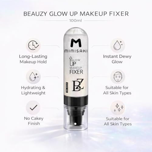 Image of Glow UP Makeup Fixer 100ml - Long-Lasting Dewy Finish Setting Spray | Hydrating Glow Makeup Fixer | Lightweight, Refreshing, Silver Bottle