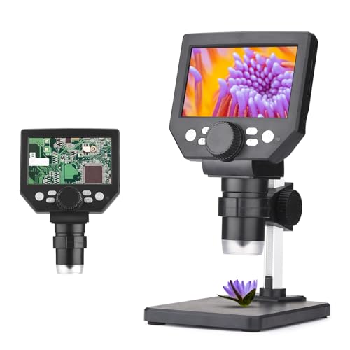 Hlieeosfcn Microscopio Digital USB 4.3", 1X-1000X, 8 LED, Batería Recargable