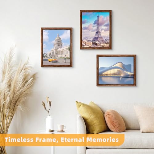 Image of BESCRCL 11x14 Picture Frame Wall Hanging, Engineered Wood Photo Frames for 11 x 14 Picture, Brown, 1 Pack