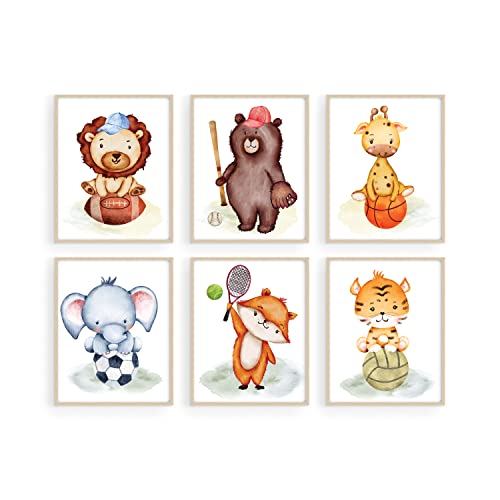 Image of Summit Designs Safari Animal Prints Nursery - Animal Nursery Wall Art, Safari Kids Prints - Baby Decor, Boys Wall Art - Jungle Sports Themed Zoo - Set Of 6 (8x10)