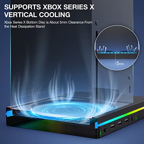 Cooling Fan Charging Stand for Xbox Series X/S Console, Vertical Dual Controller Charger Station Accessories with 2 X 1100mAh Rechargeable Battery, Fast Charging Station with 3 USB Ports&Headset Stand - Image 6