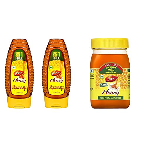 Image of Dabur Honey Squeezy - India's No.1 Honey - 400 g (Buy 1 Get 1 Free) + Dabur Honey - India's No.1 Honey - 250 g (Get 20% Free)