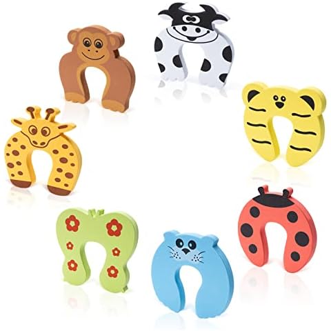 7 Pack Animal Foam Door Stopper Baby Safety Fingers C Shape - Prevent Injuries from Slamming, Protect Child & Pets from Accidentally Getting Locked in Room DoGeek (7 Pcs Animal) Cover
