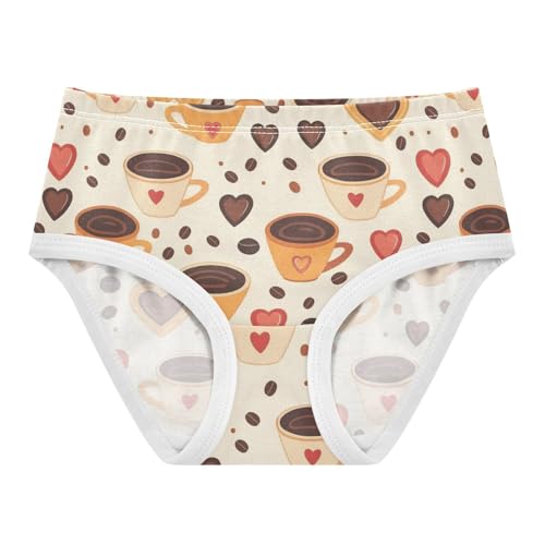 Wusikd Coffee Cups Girls' Underwear Cotton Hearts Coffee Girls Briefs Soft Toddler Underwear 2T