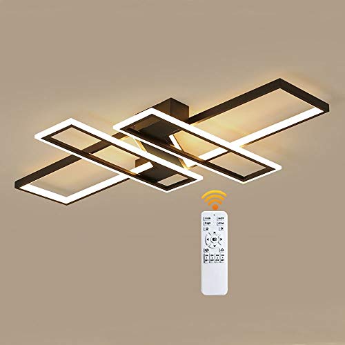 LED 116W Plafonnier Moderne Salon Lumière Lustre Créatif Aluminium Acrylique Conception Lampe Plafond Luminaire L'éclairage Lampe de Salon Lumière de la Chambre Bureau Plafonnier Lampe (Noir),L120CM Cover