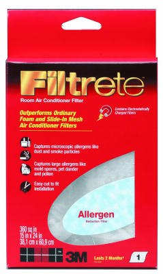Micro Particle Room Air Conditioner Filter, Red, 15 x 24-In.