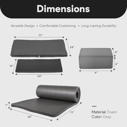 Image of BalanceFrom 7-Piece Yoga Set with 71x24x0.5 Inches Extra Thick Mat and Carrying Sling - Includes 2 Blocks, Stretch Strap, 2 Towels, and Knee Pad for Home, Studio, and Gym Workouts