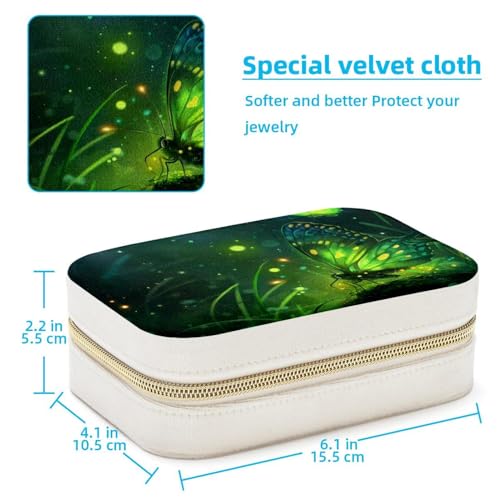 Boîte à bijoux de voyage portable verte pour boucles d'oreilles