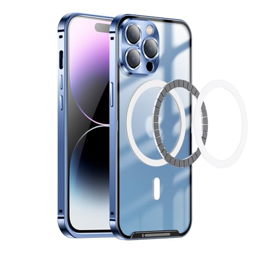 Coque iPhone 15 MagSafe en aluminium bleu mat pour recharge magnétique