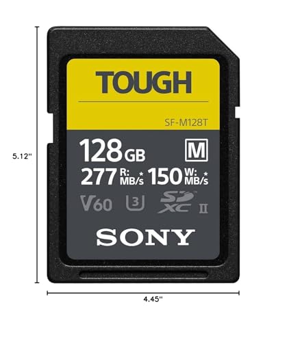 Sony TOUGH-M series SDXC UHS-II Card 128GB, V60, CL10, U3, Max R277MB/S, W150MB/S (SF-M128T/T1)