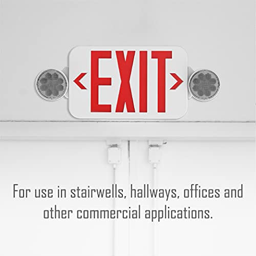 HUBBELL CCR, Remote Compatible Combination Outdoor Emergency Light and Red Letter Exit Sign, with 120/277VAC, 60Hz Input, 2 Fully Adjustable LED Lamps, 18 in x 2 in x 8.2 in, White - Thumbnail 7