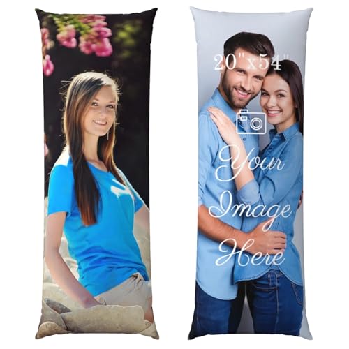 77TIKBOOK Personalized Body Pillow Cover 20x54 Inch Photo Pillow Cover Pet Memorial or Love Keepsake Gift Love Text Picture Throw Pillowcase for Indoor Outdoor Decor