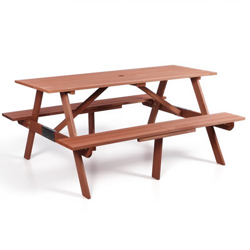 Panana Wooden 6 Seater Picnic Table and Bench A Frame Garden Table Set Pub Patio Furniture Seating 150cm for Outdoor Park Camping Family Gatherings