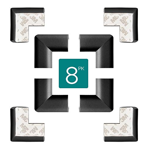 Tritina esquina seguridad parachoques sana PBA libre almohadilla de bebé con 3M cinta,muebles mesa proteger a los niños,mantener sus hijos cabeza segura bajo las escaleras,paquete 8pcs (Negro)