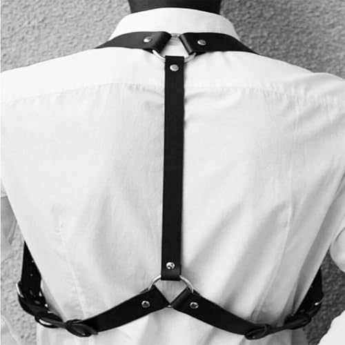 Fstrend Leather Men Harness Chest Belt Fashion Black Rave Body Accessory4