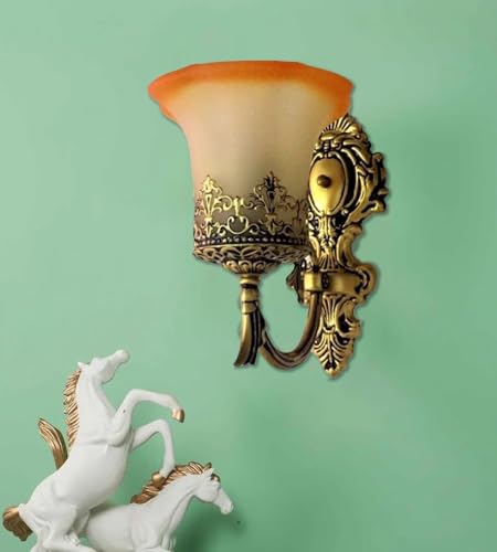 Image of WHITERAY Golden Antique Designer Imported Wall Light Wall lamp for Bedroom, Living Room,Kitchen, Bars, malls, Besides The Bed, Balcony Home Decoration (1250 (Pack of 1), with Bulb)