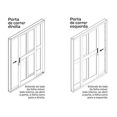 Porta de Correr Alumínio Branco com Vidro 3 Folhas Alumifort Sasazaki 216,5cmx160,5cm Direita