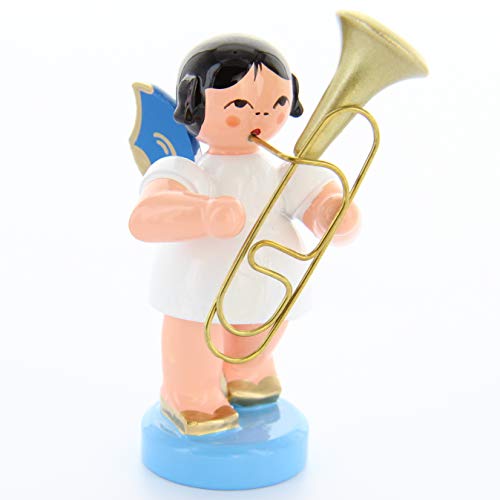 Engel mit Bariton - Blaue Flügel - stehend - 6cm / Weihnachtsengel -...