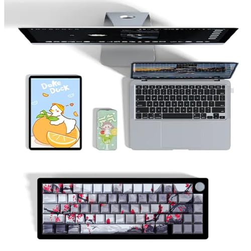 Image of Tsungup PBT Keycaps - Side Printed Keycap Set,135 Keys Double Shot Shine Through Landscape Painting Custom Keycaps,Cherry Profile Keyboard Key caps for Cherry MX Switches Mechanical Keyboards