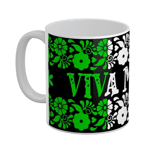 La Mejor Selección de Decoración original los mejores 10. 46 SUBIMAGE-Taza mágica personalizada 325ml diseño México tricolor con flores bandera patriótica decorativa regalo original cerámica fiesta nacional independencia personalizada