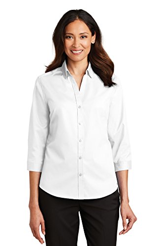 Port Authority Women's 3/4-Sleeve SuperPro Twill Button-Down Shirt