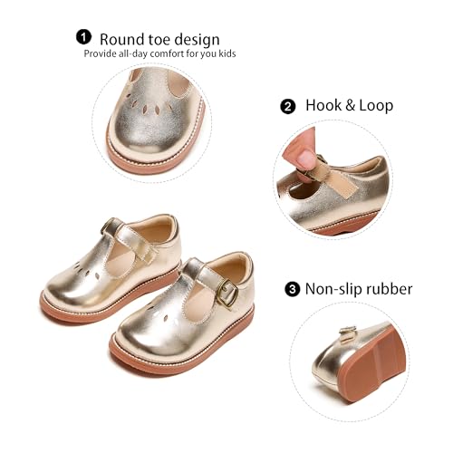 Image of GINFIVE Toddler Girls Dress Shoes Little Kids Flats School Mary Janes Shoes