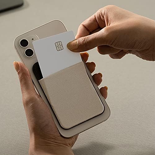 Sinjimoru Stretchy Magnetic Phone Wallet, Magnetic Card Holder for Back of Phone as Mobile Phone Wallet Stick On for MagSafe Wallet Compatible with iPhone 14 & 13 12 Series. M-Basic