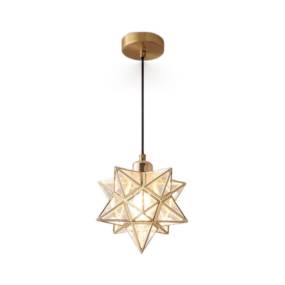 YAYY E27 Pendant Lights Nordic Moravian Star Pendant Lamp with PVC Lampshade Ceiling Hanging Chandelier Shade for Corridor Aisle Staircase Entrance（Color：Gold/Black）
