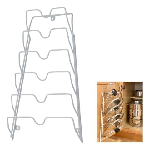 Evelots Cabinet Door and Wall Pot Lid Storage Rack for 6 Pot/Pan Covers Cover