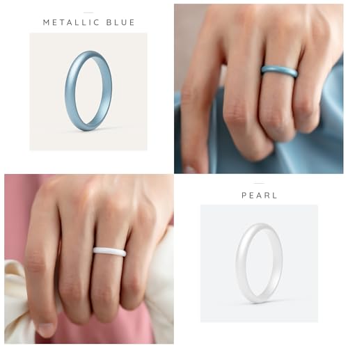 ThunderFit Women's Thin and Stackable - Silicone Rings Wedding Bands - Promise rings 2.5mm Width - 2mm Thick, 5.5 - 6 (16.5mm), Silicone, No Gemstone4