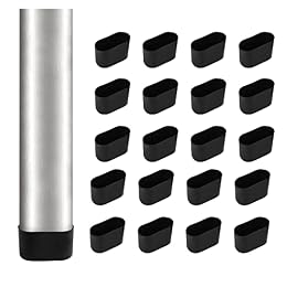 Oval Furniture Leg Protectors 1.57" x 0.79", Masendelk 12 Pack Black Chair Leg Caps Wood Floor Protectors, 40 x 20mm PVC Chair Leg Covers