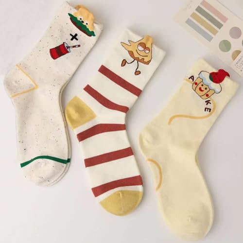 Image of Women's Crew Socks Cute Bear Cat Floral Soft Fancy Socks Gifts for Women