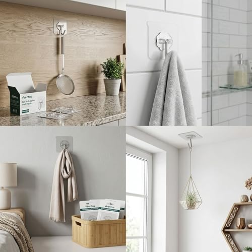 Image of Hooks for Wall Heavy Items, Set of 10, 10KG Capacity, Hook for Wall Hanging Without Drill, Heavy Duty Waterproof Adhesive Hooks for Bathroom, Kitchen & Home Storage