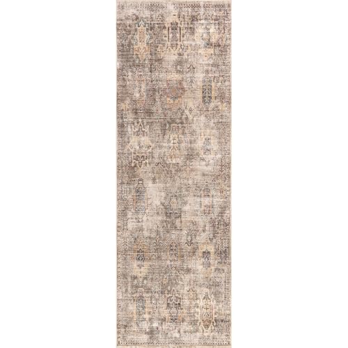 nuLOOM 2'6" x 8' Machine Washable Area Rug with Waterproof Spill Proof Surface, Non Slip Backing and Stain Resistant for Living Room, Bedroom, Kitchen, Dining Room, Philomena Sage Green