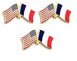 3 France USA Friendship Flag Lapel Pins Pack of 3 French & American Double Flag Pin Badge