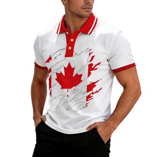 Camisa icónica genérica para hombre con cierre de botones transpirable para un confort informal en las celebraciones nacionales, rojo, XXXXXL
